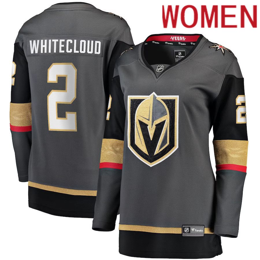 Women Vegas Golden Knights 2 Zach Whitecloud Fanatics Branded Gray Alternate Breakaway NHL Jersey